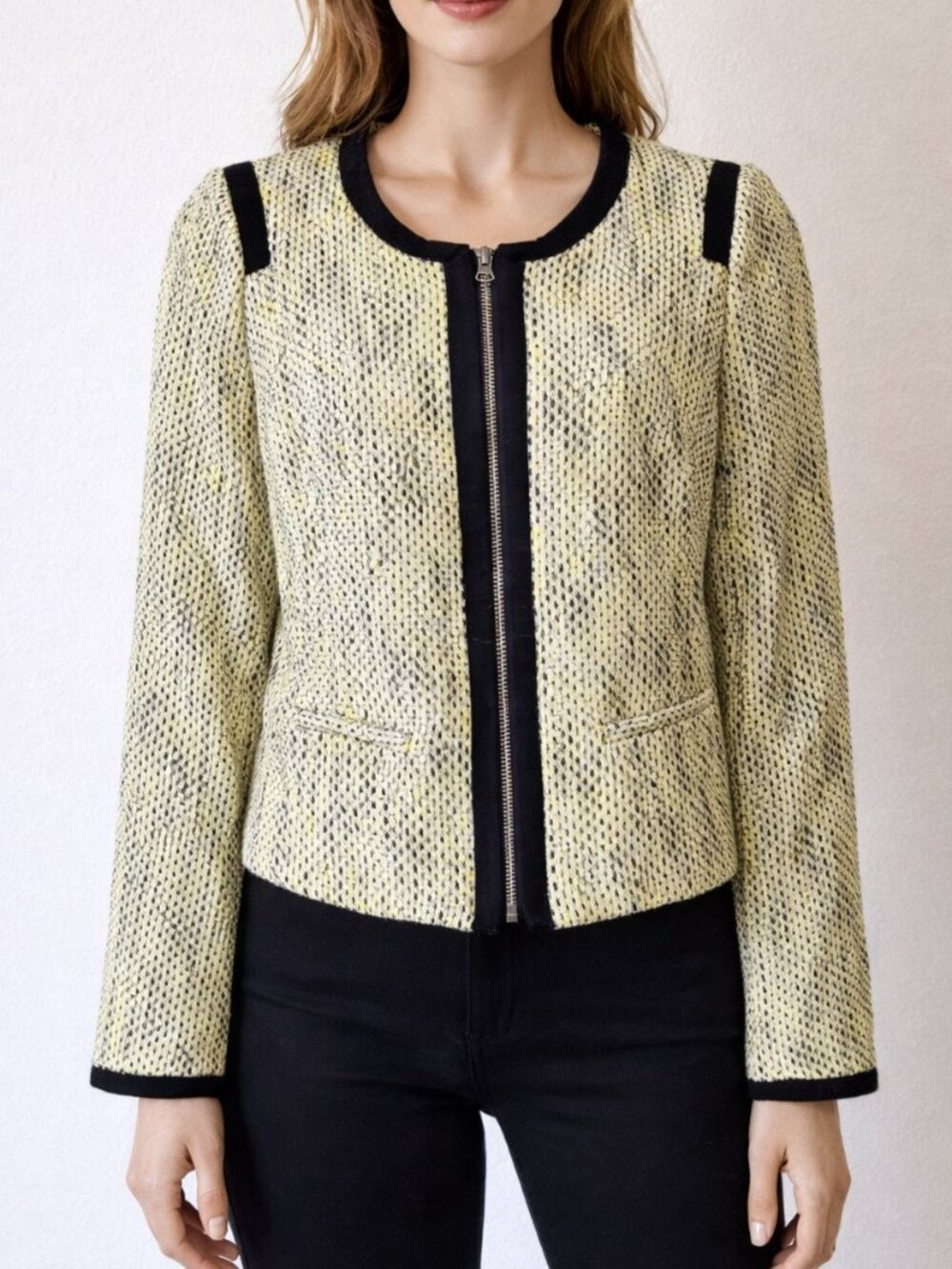 Banana Republic Tweed Zip Front Long Sleeve Jacket - Picture 3 of 14